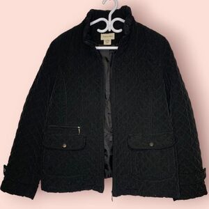 St. John’s Bay Women’s Black Quilted Lined Detailed Jacket,  Size XL